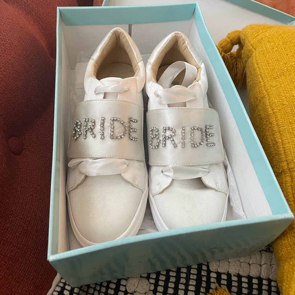 Blue by Betsey Johnson Liana Satin Jeweled Bride Sneakers